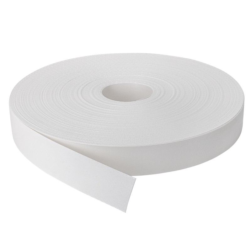 Cinta de poliéster recubierta de PVC · 47mm · 100Mt · 1,3 Ton (Blanca
